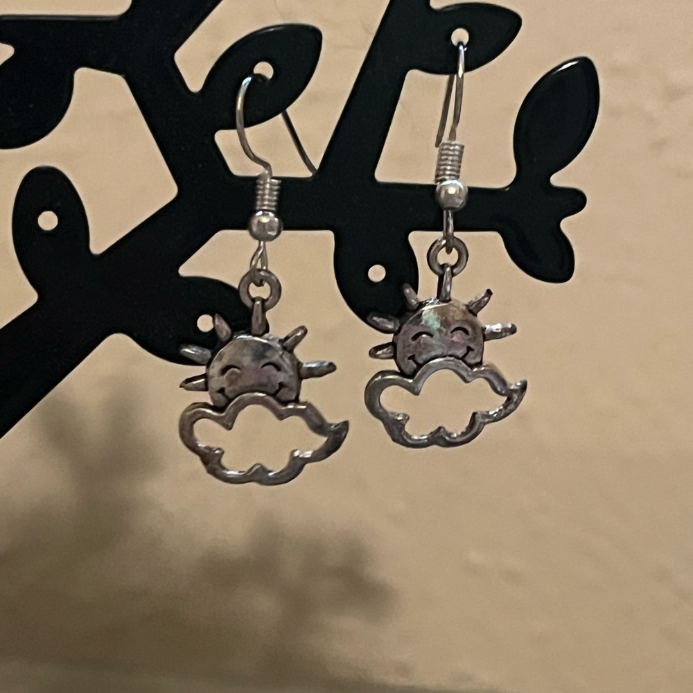 Silver sun and cloud earrings